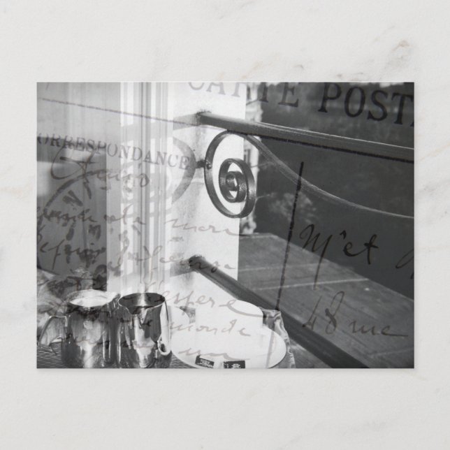 Breakfast in Paris, Black and White Post-Card Postcard (Front)