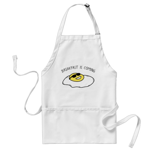 "BREAKFAST IS COMING" Cute Sunny Side Up Egg Standard Apron (Front)