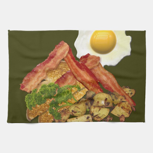 Breakfast Landscape Bacon Eggs Kitchen Towel (Horizontal)
