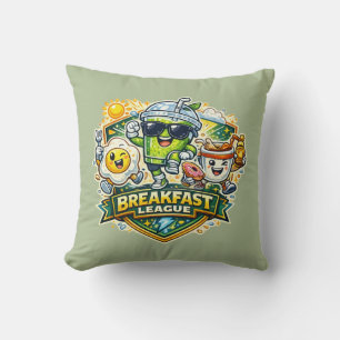 Breakfast League Badge Throw Pillow