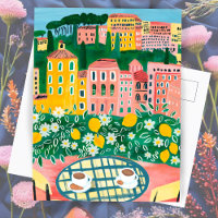 Breakfast on the Terrace Whimsical City Painting 