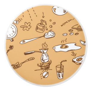 Breakfast Pattern 2 Ceramic Knob