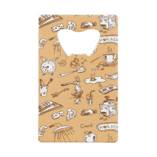 Breakfast Pattern 2 Credit Card Bottle Opener