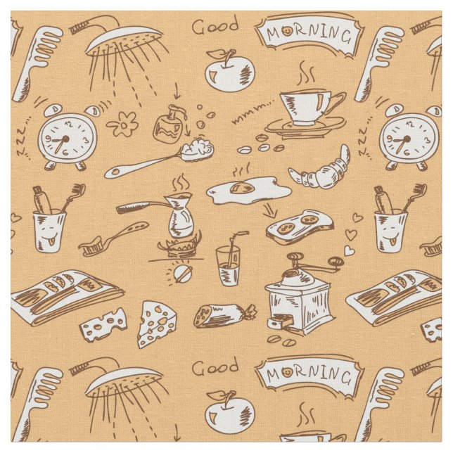Breakfast Pattern 2 Fabric (Close Up)