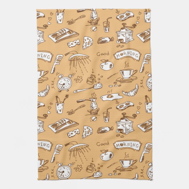 Breakfast Pattern 2 Kitchen Towel (Vertical)