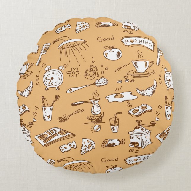 Breakfast Pattern 2 Round Pillow (Front)