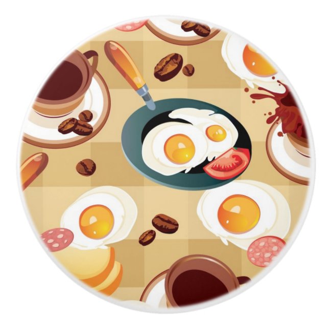 Breakfast Pattern 3 Ceramic Knob (Front)