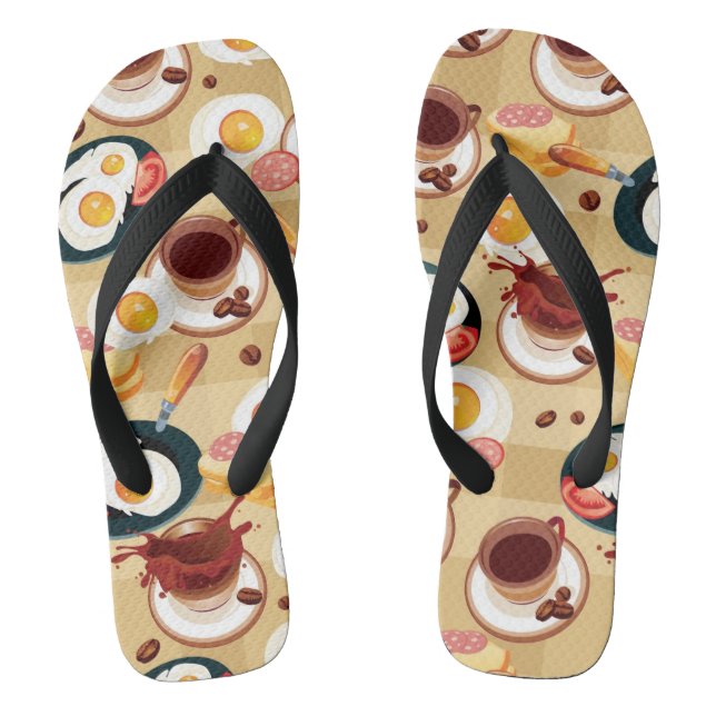Breakfast Pattern 3 Flip Flops (Footbed)