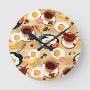 Breakfast Pattern 3 Round Clock