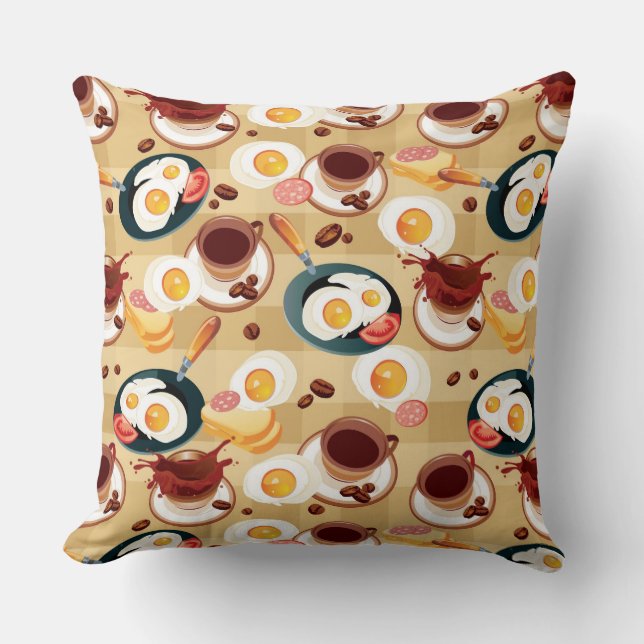Breakfast Pattern 3 Throw Pillow (Front)