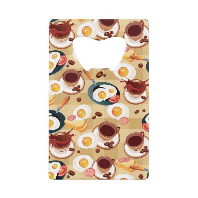 Breakfast Pattern 3 Wallet Bottle Opener (Front)