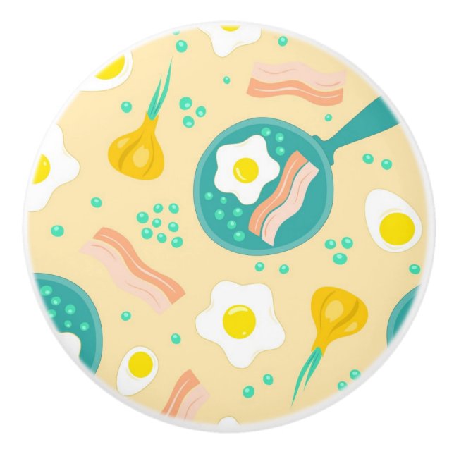 Breakfast Pattern Ceramic Knob (Front)