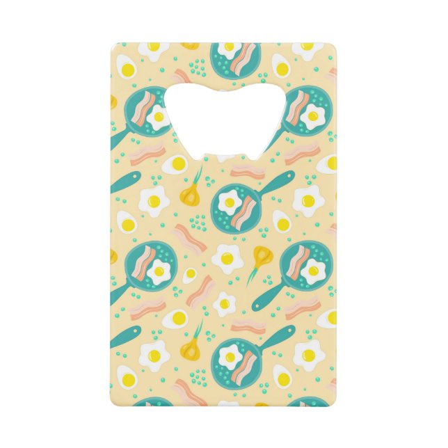 Breakfast Pattern Credit Card Bottle Opener (Front)