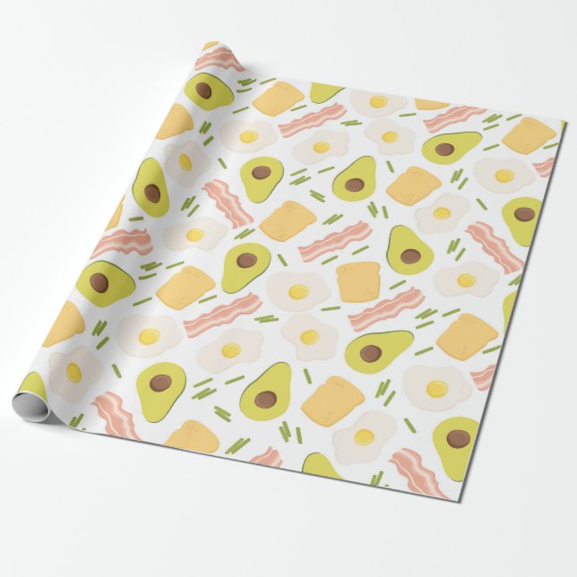 Breakfast Pattern Wrapping Paper (Unrolled)