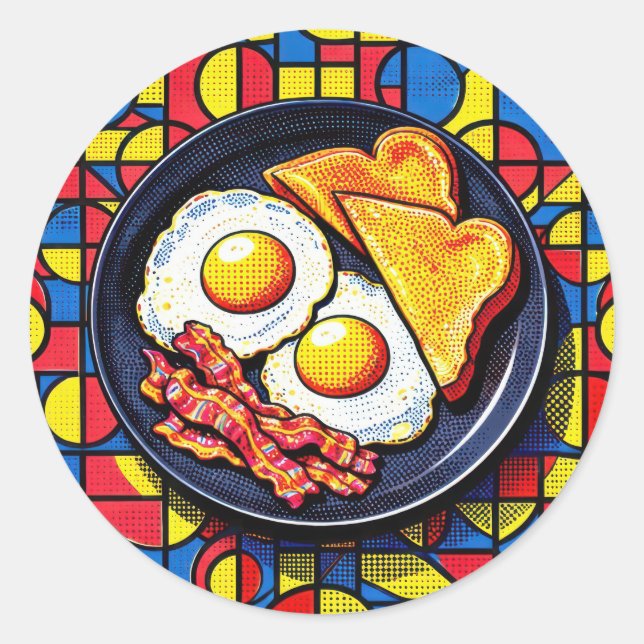 Breakfast Pop Art Classic Round Sticker (Front)