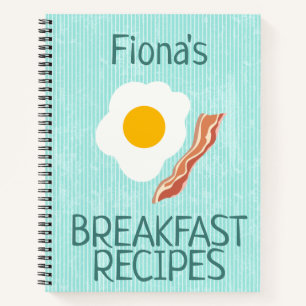 Breakfast Recipes Custom Teal Notebook