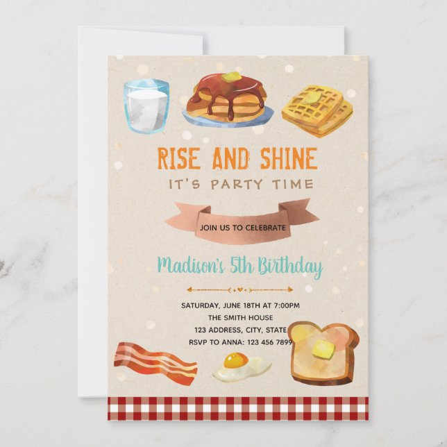 Breakfast rise and shine party invitation (Front)