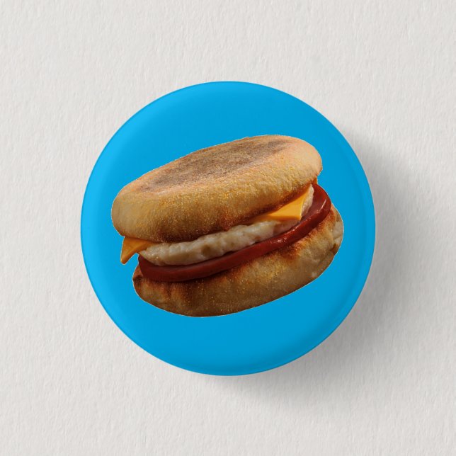 BREAKFAST SANDWICH (Ham, Egg, & Cheese Muffin)  1 Inch Round Button (Front)