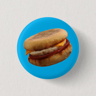 BREAKFAST SANDWICH (Ham, Egg, & Cheese Muffin)  1 Inch Round Button