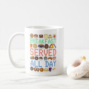 Breakfast Served All Day Neon Diner Sign Foodie Coffee Mug