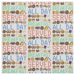 Breakfast Served All Day Neon Diner Sign Foodie Fabric