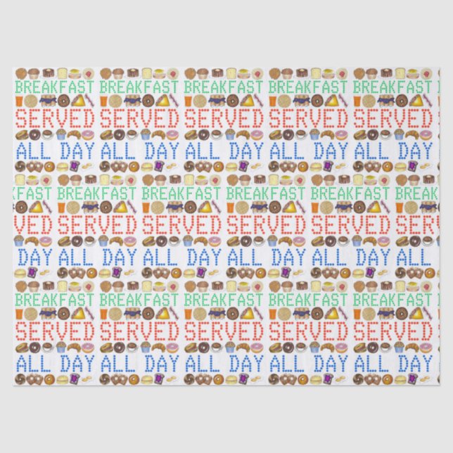 Breakfast Served All Day Neon Diner Sign Foodie Tissue Paper (Front)
