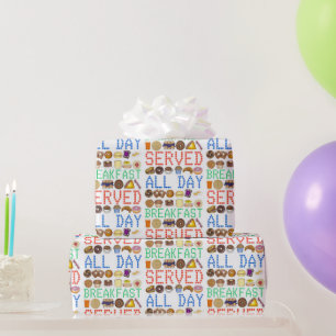Breakfast Served All Day New York Diner Foods Wrapping Paper