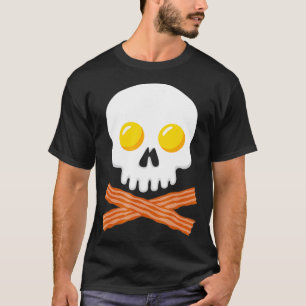 Breakfast Skull  Egg and Bacon Skull Crossbones T-Shirt