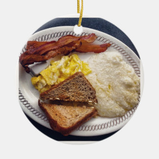 Breakfast Time - Bacon Eggs Toast Grits Ceramic Ornament
