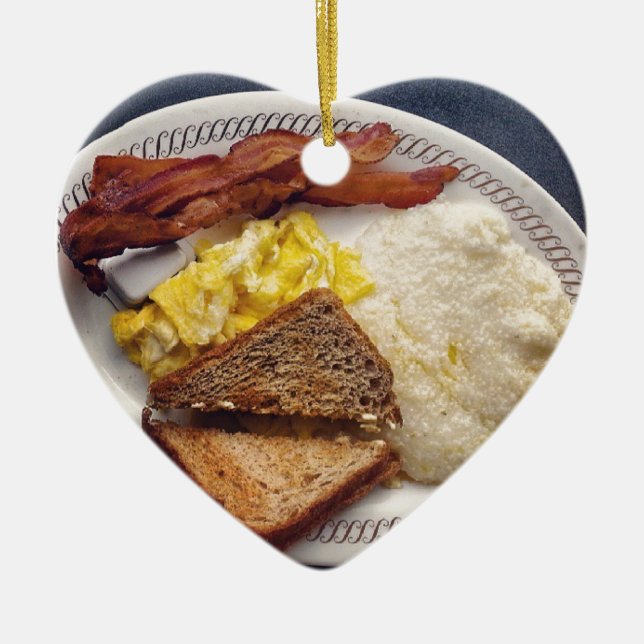Breakfast Time - Bacon Eggs Toast Grits Ceramic Ornament (Front)