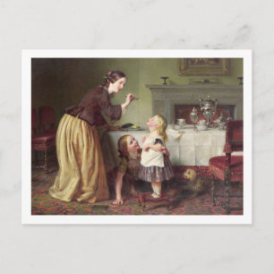 Breakfast Time - Morning Games (oil on canvas) Postcard