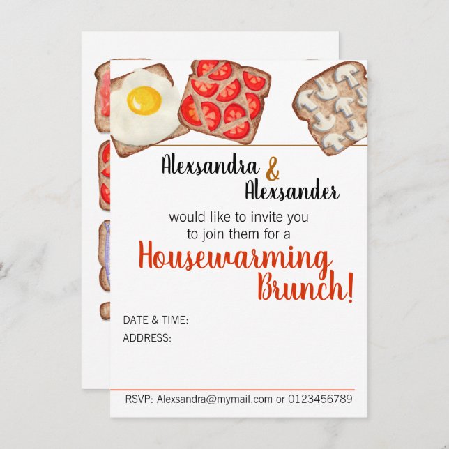 Breakfast Toast Brunch Invitations (Front/Back)