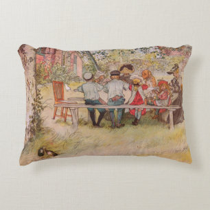 Breakfast Under the Big Birch by Carl Larsson Accent Pillow