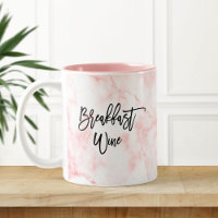 Breakfast Wine Funny Cute Marble Hand-lettered