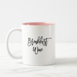 Breakfast Wine Funny Cute Quote Two-Tone Coffee Mug<br><div class="desc">If there's only one thing we love more than coffee,  it's wine. Trendy,  cute,  funny coffee mug saying "Breakfast wine" in modern calligraphy script on the two-toned coffee mug. Loving the pink interior but available in many more colours</div>