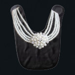 Breakfast with Baby Tiffany Baby Bib<br><div class="desc">Your favourite little socialite will look like a million bucks in this "Breakfast with Baby Tiffany" baby bib. The bib design features a classic little black bib with the image of a stunning pearl broach necklace. The tasteful elegance will be the perfect way to offset any strained peas that happen...</div>