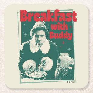Breakfast With Buddy Square Paper Coaster