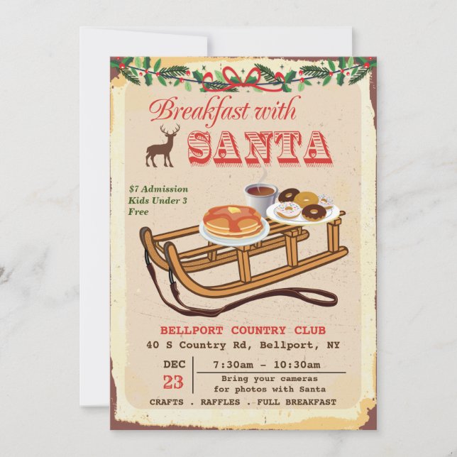 Breakfast with Santa Christmas Party Invitation (Front)