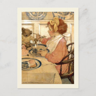 Breakfast With Teddy Bear Postcard