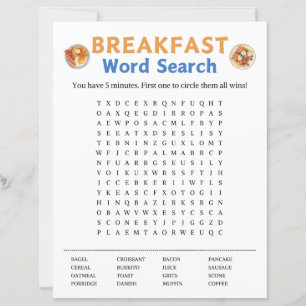 Breakfast Word Search Game
