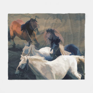 Breaking Away   -  Wild Horses Fleece Blanket