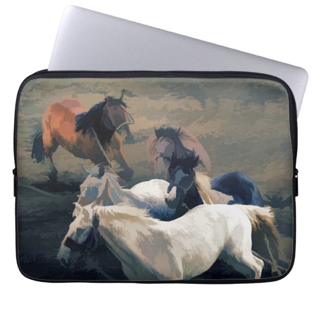 Breaking Away   -  Wild Horses Laptop Sleeve (Front)