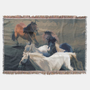 Breaking Away   -  Wild Horses Throw Blanket