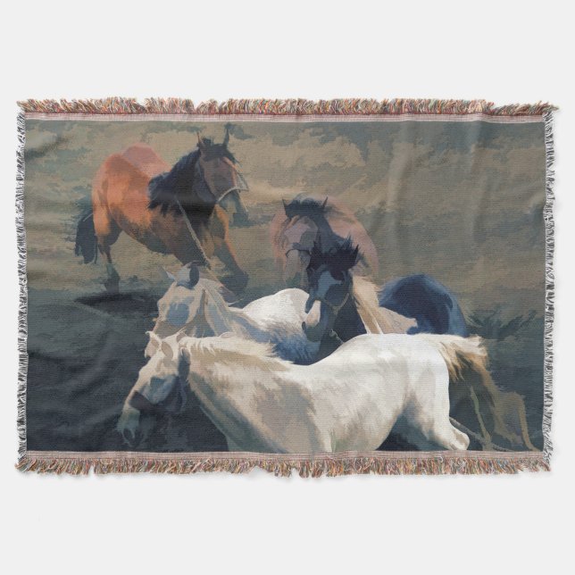 Breaking Away   -  Wild Horses Throw Blanket (Front)