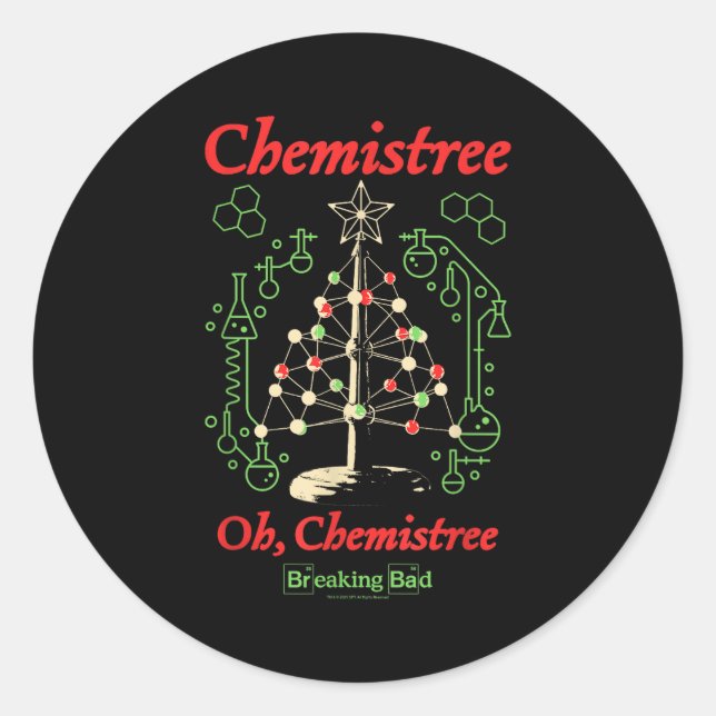 Breaking Bad Oh Chemistree Funny Christmas Science Classic Round Sticker (Front)