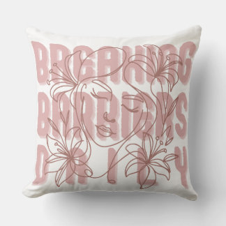 Breaking Barriers Daily Women Empowerment Girl Pow Throw Pillow