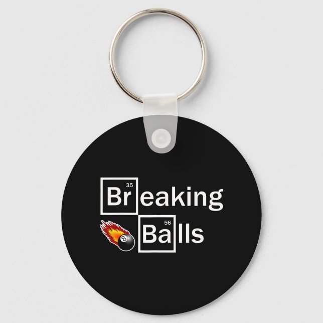 Breaking Billiard Player Pool Snooker 8 Ball Funny Keychain (Front)