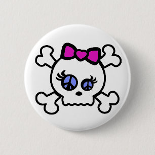 Breaking Fourth Comic Button; HellzGurl Skull Logo 2 Inch Round Button
