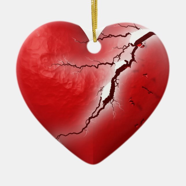 Breaking Heart Ceramic Ornament (Front)