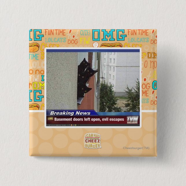 Breaking News 2 Inch Square Button (Front)